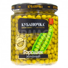 Кубаночка Горошек зеленый 370гр ст\б